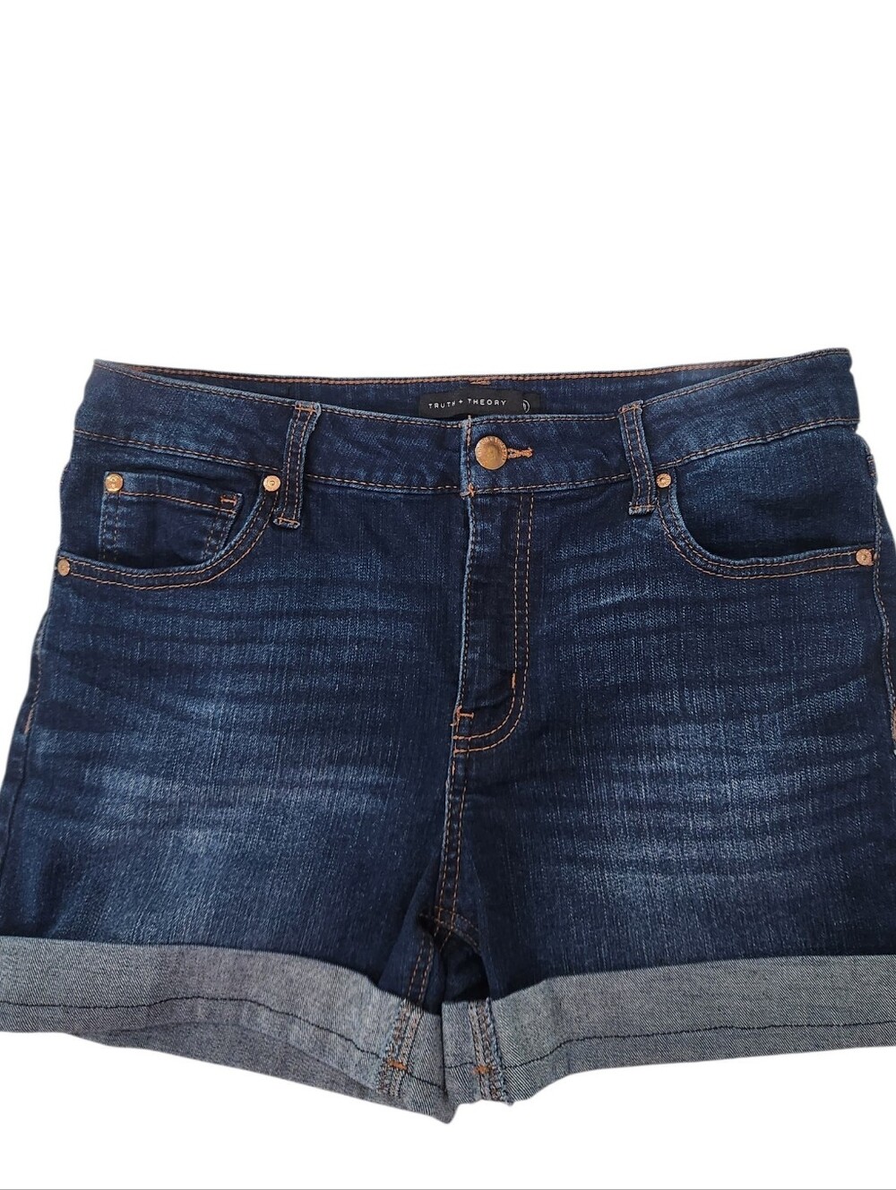 True+Theory Dark Wash Cuffed Denim Stretch  Shorts Size 8